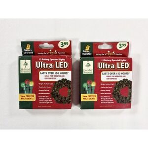New Holiday Seasons Ultra LED Multi Color Lights Battery Operated Twinkle 2 Pack
